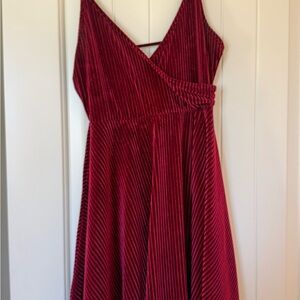 Windsor Burgundy Velvet Dress with Stripes